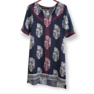 Ranna Gill Anthropologie | XS tunic dress blue red embroidery